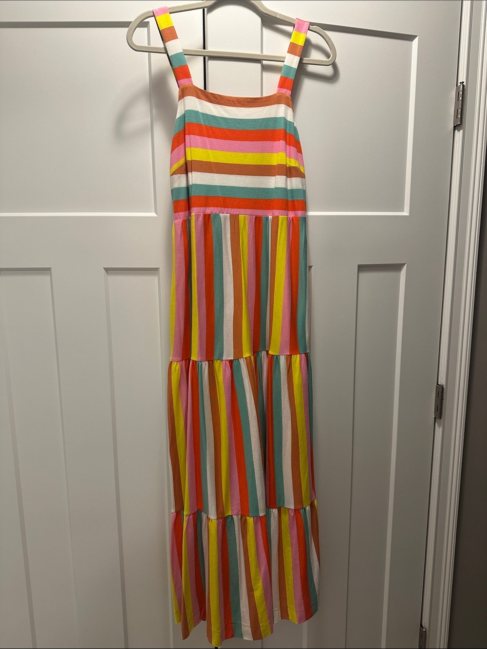 Striped Multicolor tiered maxi length dress